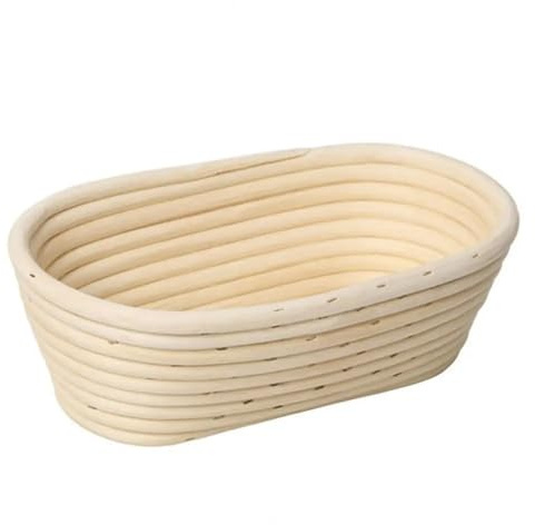 Linnefodrad jäsningskorg handgjord oval rotting set för surdegsbröd för hem (XL)