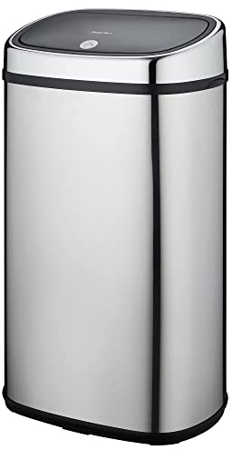 KITCHEN MOVE City Cubo de Basura Push One-Touch semiautomático de Cocina con Forma Cuadrada de Acero Inoxidable Cromado 60L, Plateado, 60 l