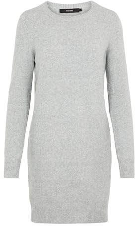 VERO MODA Stickad miniklänning för kvinnor, Grå (Ljusgrå Melange Ljusgrå Melange), L