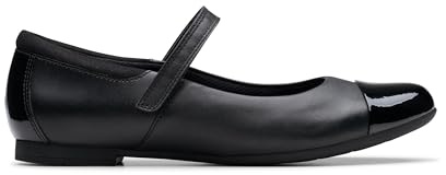 Clarks Girl's Scala Gem Ballet Flats, Black Leather, 3 UK Wide