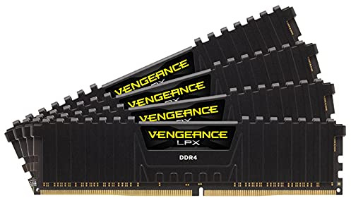 Corsair, CMK64GX4M4D3600C18 VENGEANCE LPX 64GB (4x16GB) DDR4 3600 (PC4-28800) C18 1.35V Desktop Memory - Black