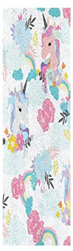 Mnsruu Lindo Dibujo A Mano Arco Iris Unicornio Cielo Monopatín Papel de Lija Antideslizante Hoja Cinta de Agarre Lijas para Patineta Scooter Etiquetas engomadas (84 x 23 cm)