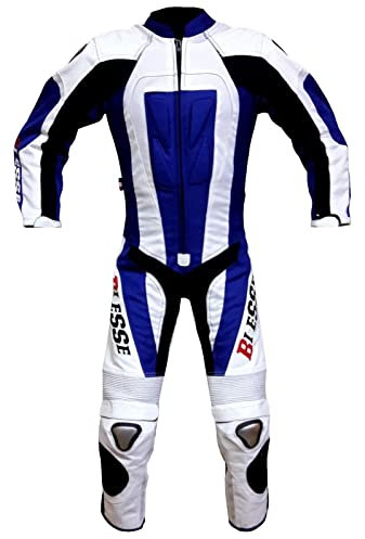 BIESSE® ️ MiniMoto Anzug für Kinder | spannendes Abenteuer | Premium Leder & Textil | CE-Protektoren | Crossbike | Junge Fahrer Passform (weiß blau, 3XL)