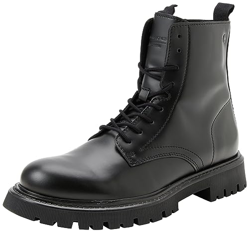 JACK & JONES Jfwdixon Leather Boot Sn, Botines con Cordones Hombre, Antracita, 42 EU