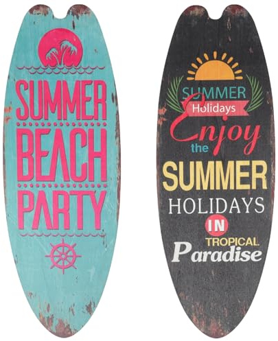 PRETYZOOM Panneau De Planche De Surf En Bois 3 Pièces 17.7X6.3 Pouces Décoration Murale Thème Été Bord De Mer Pour Maison Bar Restaurant Ambiance Plage