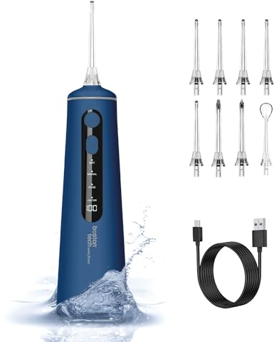 Irrigateur Buccal Portable Aquapik – Irrigateur Dentaire Sans Fil Professionnel 8 Embouts 4 Modes, Étanche IPX7 300 ml, Rechargeable USB-C pour Nettoyage des Dents à la Maison et en Voyage