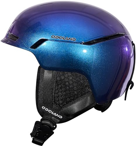 Odoland Casco da Sci per Uomo Donna Ragazzo e Ragazzi, Casco da Snowboard Ruota Regolabile, Ottima Ventilazione, Casco Ski per Sci Pattinaggio Snowboard, Guscio in PC, Blu Shinning, L