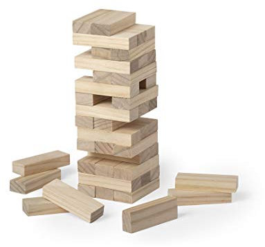 iGlobalmarket Juego de Habilidad y Equilibrio, Torre de Bloques Apilable, 45 Piezas de Madera, Compacto y Portátil, con Funda de Algodón y Cierre de Cordón, Ideal para Viajes y Diversión en Familia