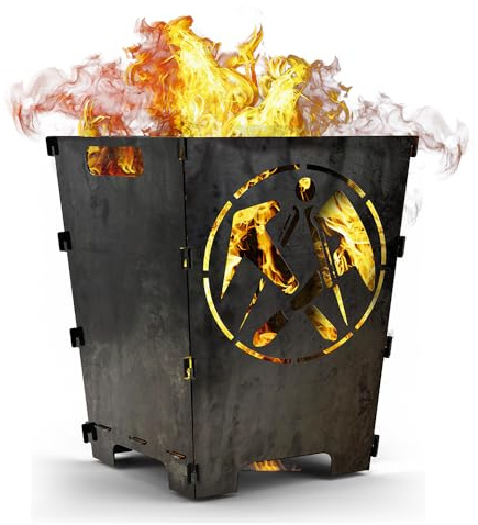 Fuchsbau Feuertonnen Cesta de fuego con diseño de caracteres – diseño de cestas de fuego para jardín y terraza – Cesta de acero para hoguera de metal, 49 cm (techador)