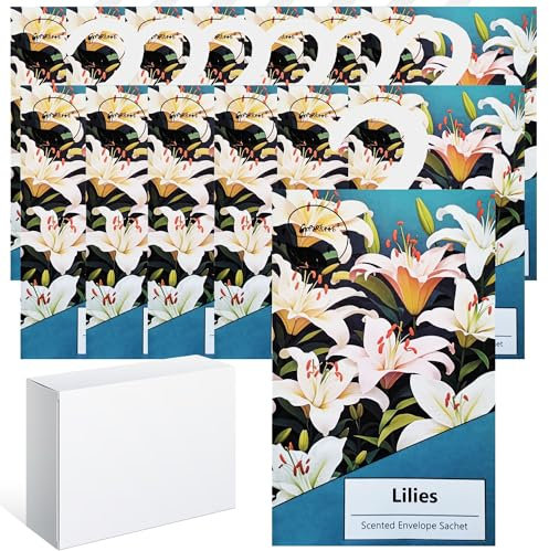 14pcs Profuma Armadio Vestiti, Profumatori Armadio e Cassetti, Profumatore Auto, Profumo Aromi Sacchetti Lavanda Profumati per Armadio Cassetti Armadietti, Scarpiera Deodorante Armadio (Giglio)