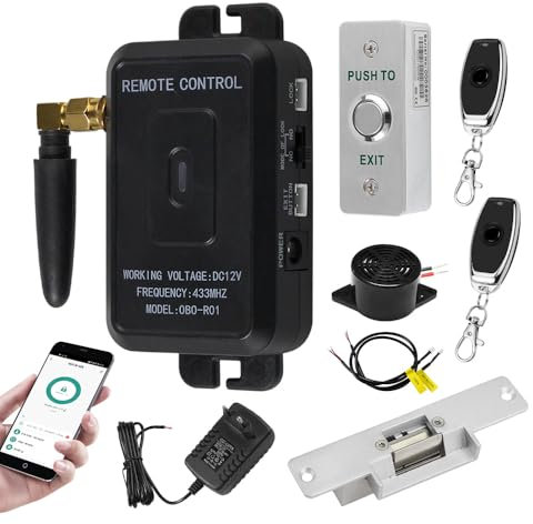 ReaIOKbii Kit de contrôle d'accès WiFi Tuya - Système de sécurité domestique sans fil - Ouvre-porte sans fil - Déverrouillage à distance avec serrure électrique NC