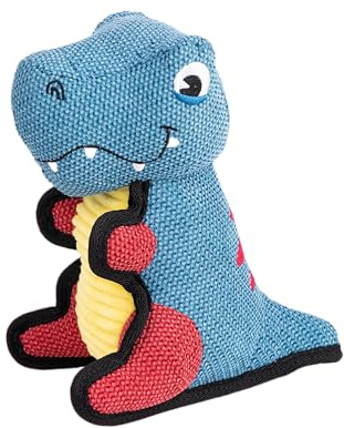 Fuzzl Rex the Dino Poly Canvas Soft Dog Toy - Durable with Tough Stitching - Plush Dog and Puppy Toy with Squeaker