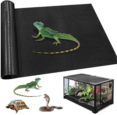 Moorstdel Tappeto rettile per terrario, 45 x 100 cm, tappeto rettile tagliabile, non adesivo, per serbatoi rettili, colore: nero