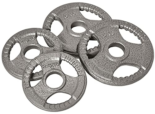 HOMCOM Dischi per pesi 2,5/2,5/5/5 kg, 4 pesi per bodybuilding per barre olimpioniche da 5 cm, dischi per bilancieri per bodybuilding, fitness, sollevamento pesi in acciaio