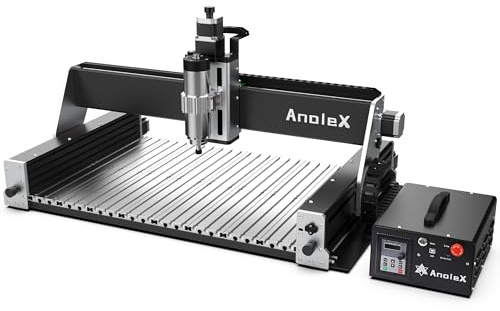 AnoleX CNC Router Machine RX6040 with 1.5KW Air Cooled Spindle, All-Metal XYZ Axis Dual Steel Linear Guides & 1204 Ball Screws for Metal Aluminum Brass Wood Acrylic PCB