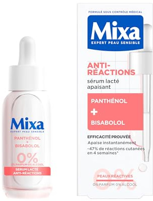 MIXA - Sérum Apaisant Anti-Réactions - Apaise Instantanément - -47% de Réactions Cutanées* - Sans Parfum, Sans Alcool - Panthénol + Bisabolol - Tous Types de Peaux Réactives - Flacon-Pipette 30 ml