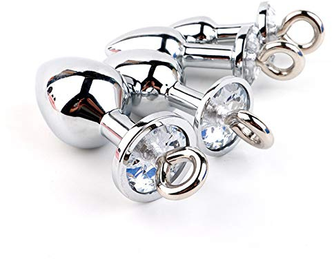TGHYRF Ensemble de 4 godemichés en acier inoxydable avec joint torique, godemiché anal en métal orné de cristaux, kit d'entraînement, sextoy for femmes et couples