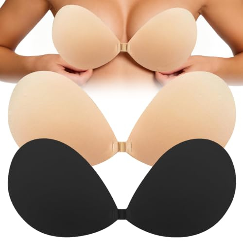 2 Pièces Soutien Gorge Adhésifs Push Up Réutilisable sans Bretelles (C) | Soutiens-Gorge Remonte Seins, pour Robes Dos-Nu, Robes de Soirée et Tenues Décolletées