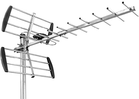 Yagi utomhus-TV-antenn - 4K långdistans HD TNT krattantenn, stabil och kraftfull TV-mottagning, digital TV-antenn mot väder med 10 m koaxialkabel (K-FR-09E-Black-260521)