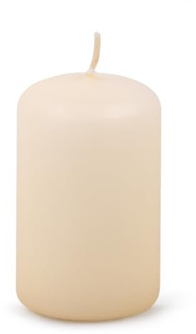 DONAU HOME - Candela classica a pilastro, colore beige, 1 pezzo, 8 x Ø 5 cm, non profumata, per decorare il soggiorno, il bagno, 30 ore di durata, candele decorative, candele di cera, candele da