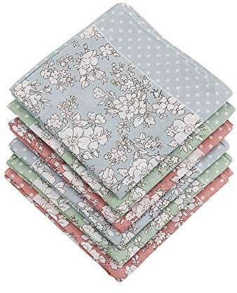 HOULIFE 6 Stücke Damen Blumen Taschentücher aus reiner Baumwolle 45x45cm 3 Farben für Alltagsgebrauch