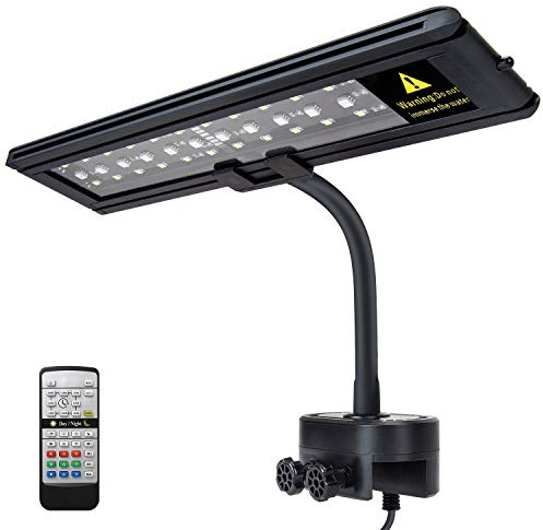 IREENUO LED Lampe Aquarium, Spectre Complet Aquarium Clip Lumiere avec Télécommande, Eclairage LED Aquarium Plantes (61cm,20W)