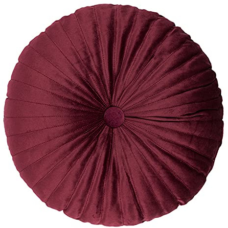 Cuscino Rotondo in Velluto Plissettato,Tatami Cuscino da Pavimento Cuscino da Terra,Meditazione Morbido Tappetino,per Sedia Divano Zucca Cuscino Rotondo Pieghe,Rosso