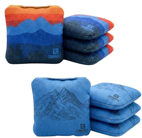 SC Cornhole Games Bolsas de Cornhole profesionales de doble cara, 16 onzas, 6 x 6 pulgadas con relleno de resina premium, bolsas de frijoles oficiales de torneo Slide/Stick Pro, regulación/aprobadas
