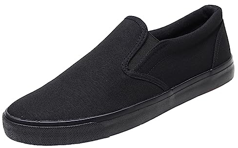 Jamron Uomo Colore Solido Slip On Scarpe di Tela Sneakers Moda Casual Plimsolls Nero SN0706142 EU42