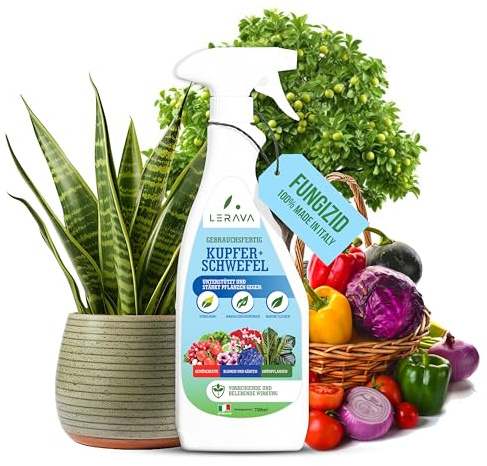 LERAVA Fongicide Cuivre Soufre (4x700 ml) - Traitement Naturel et Bio contre Oïdium, Mildiou et Maladies des Plantes - Protection Efficace pour Rosiers, Vignes et Jardin - Formule Facile à Utiliser