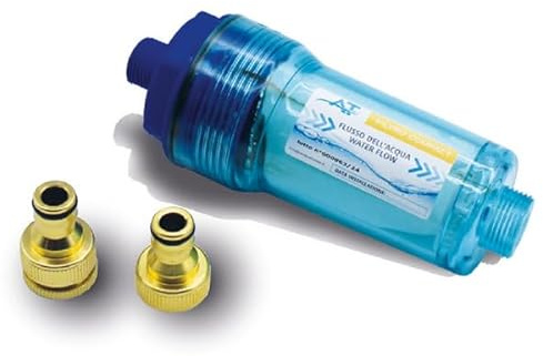 ACQUATRAVEL NUOVO FILTRO A SEDIMENTI COMPACT PER IL CARICO DELL'ACQUA IN SICUREZZA + SANIFICANTE SANIGEN (Bustina monodose concentrata per la pulizia di tutto l’impianto dell’acqua potabile)