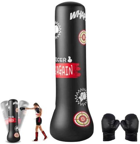 Sac de frappe debout 160 cm pour enfants - Kit de punching ball pour kickboxing, karaté, boxe et soulagement du stress - Pour garçons et filles