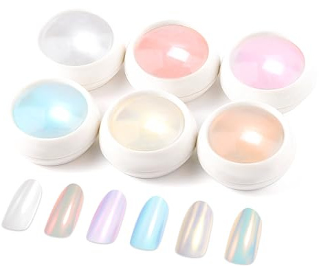 Efecto Espejo UñAs Efecto De Hada BISHENGYF: Polvos UñAs Efecto Perla 【Efecto Espejo Brillante】 Polvo Cromado Para UñAs, Polvo Para UñAs De Color ArcoíRis, Polvo De Cromo Aurora De Sirena for Nail DIY