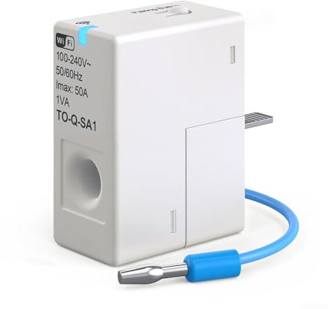 Eawfgtuw For Tuya Smart WiFi Energy Meter 1-50A Real-Time Power Monitoring Inductor AC100-240V Remote Control App Alerts Inductive Measurement Electricity Usage