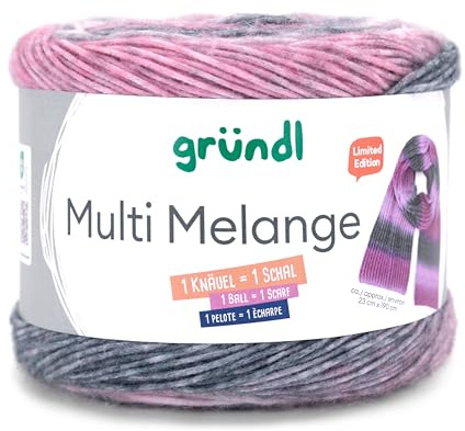 Gründl Wolle Multi Melange, ein Bobbel = ein Schal, Farbverlaufswolle, 200g 760m, Nadelstärke 4 bis 5 mm, mit Anleitung in der Banderole (2)