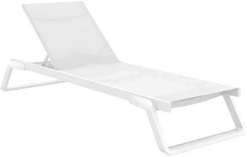 CLP Sonnenliege Tropic stilvolle Gartenliege aus GFK mit Rollen und Verstellbarer Rückenlehne wetterfest für Terrasse und Garten, Farbe:weiß
