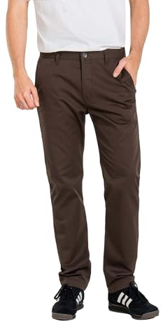 Reell Metro Flex Chino - Pantalon chino élégant en tissu stretch pour homme - Coupe droite - Pantalon chino pour le travail et les loisirs - Pantalon respirant en mélange de coton, chocolat, 36W / 34L