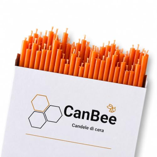 50 Bougies Fines Orange en Cire d’Abeille Naturelle pour Énergie Créativité et Rituels Conscients – 16 cm Ø 5 mm – Sans Fumée – Environ 40 Minutes – Ambiance Chaleureuse et Inspirante – CanBee