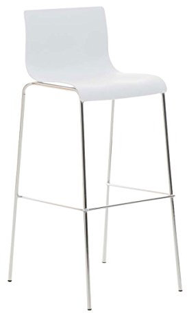 CLP Barhocker Hover mit Kunststoffsitz und robustem Metallgestell I Barstuhl mit Einer Sitzhöhe von: 76 cm I erhältlich, Farbe:weiß, Gestell Farbe:Chrom