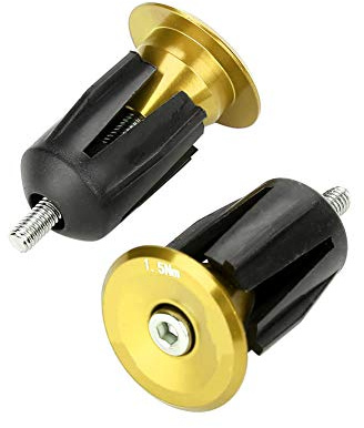 Fahrrad Lenkerendstopfen, 1 Paar 40 * 24mm Fahrradlenker Endkappen Bar End Plugs Lenkerstopfen für Mountainbike, Rennrad, Faltrad(Gold)