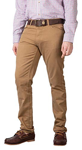Rydale Men's Chino Jeans Straight Leg Trousers for Men 100% Cotton Smart Casual Work Wear (Tan, 40 Regular)