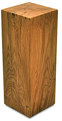 MS FACTORY Cubo in Legno di Quercia Massiccio - Cubetti di Legno Naturale Realizzato a Mano - Sgabello Legno, Colonna Decorativa, Piedistallo per Piante, Tavolino da Salotto - 20 x 20 x 50 cm