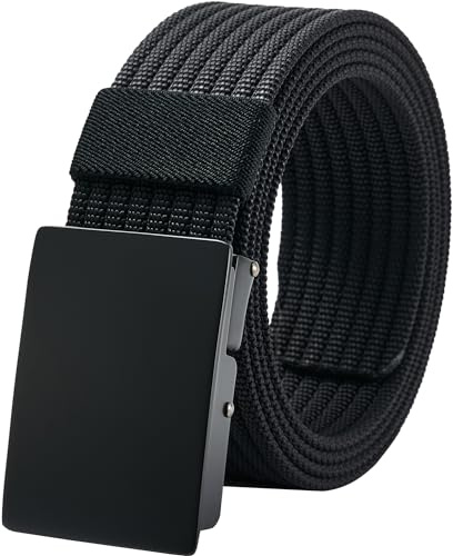 LionVII Gürtel für Herren mit Metallschnalle, Arbeitsgürtel Verstellbarer Tactical Military Stoffgürtel 130cm (Schwarz)