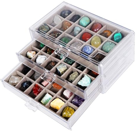 Acrylic Rock Collection Display Case for Collectibles & Mineral Organizer