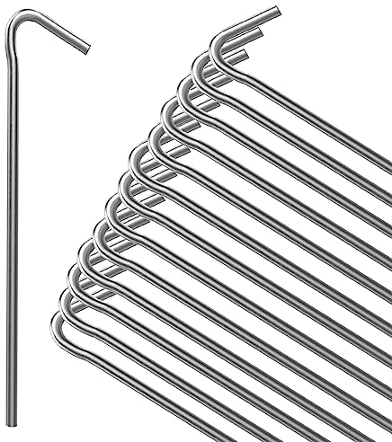 ANSIO® Tent Pegs Pack of 20 Galvanised Metal Pegs 4mm x 9 inch, Heavy Duty Camping Ground Pegs, Ideal for Camping,Hiking,Traveling,Beach and Outdoor