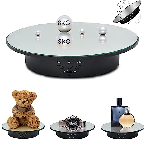 zalati Présentoir rotatif à moteur Plateau tournant électrique à 360 ° avec revêtement miroir pour figurines d'action, photographie, bijoux et déballage