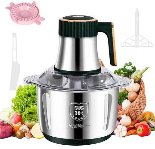 ODIKALA Picadora eléctrica,Con 6 cuchillas y un recipiente de acero inoxidable de 5 litros, mezclador eléctrico de 500 vatios con 5 velocidades para frutas, verduras, carne, etc.