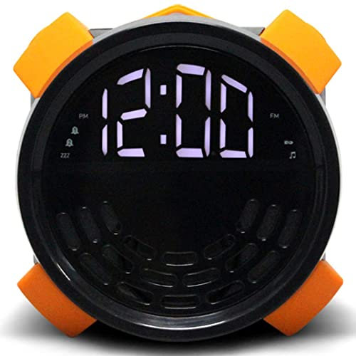 SilteD Radio Alarm Clock, FM Radio Bedside Bright Digital Electronic Alarm Clock, LED Charging Your Phone Alarm Clock Digital Radio Clock,Orange(Orange) (Orange)