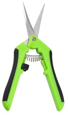 Secateur de Jardin, Ciseaux Tenailles Courbés à Lame Droite Sécateurs Précision Jardinage pour Bonsaï et Élagage Poignées à Ressort Idéal pour Fleurs Branches (1 Pièces)