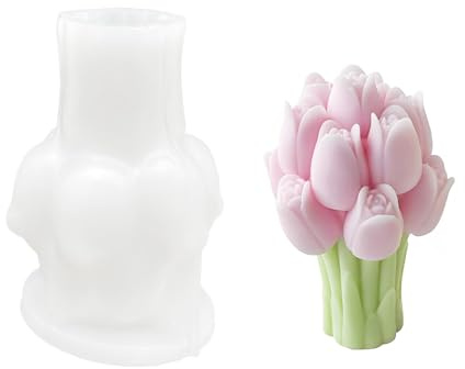 Stampo per candele a forma di tulipani, in silicone 3D, per colata in resina, fai da te, intonaco, argilla polimerica, decorazione per la casa